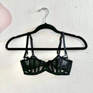 Agent Provocateur Black Rozlyn Bra 32B Lace Sheer Underwire Luxury Lingerie